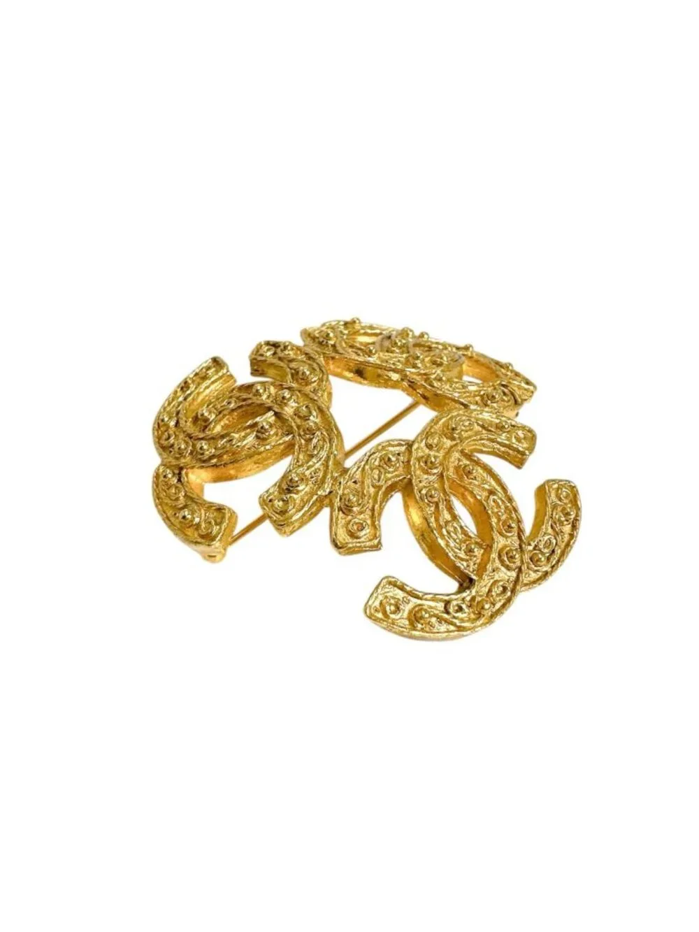 Chanel Triple CC Logo Corsage Gold Brooch